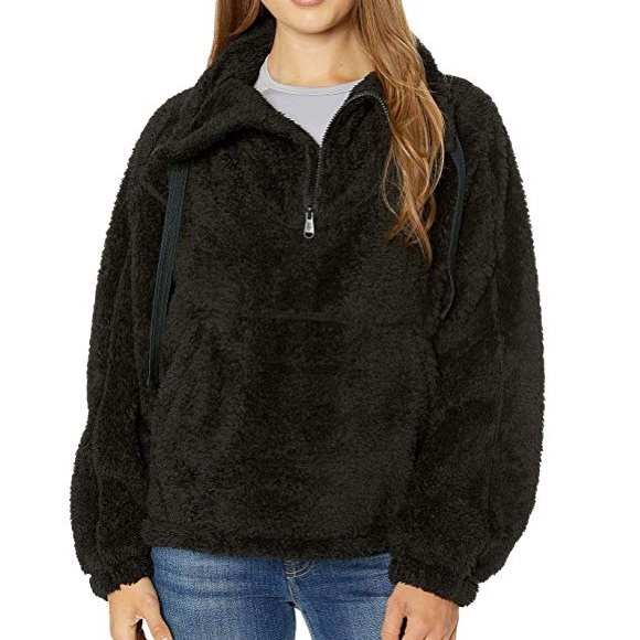 Free People Black Big Sky Hi Fuzzy Pullover - Picture 1 of 3